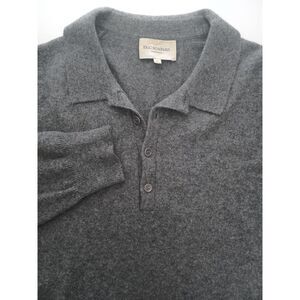 Eric Bompard Sweater XL Gray Cashmere Collared Old Money Luxury Staple French